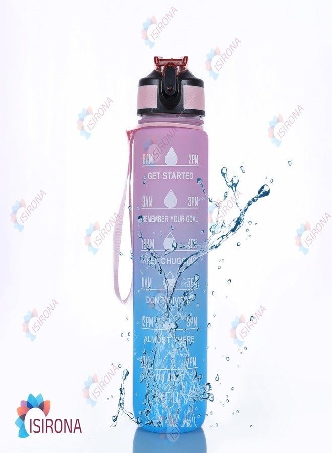 ISIRONA Motivational Water Bottle 1 litre Sipper Bottle For Adults With Time Measurement BPA Free Non-Toxic Water bottle for office,Water bottle for gym-||MULTI COLOR|| - Image 2